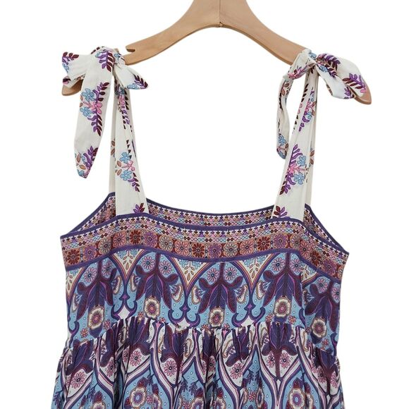 Caroline Constas Maxi Dress Womens Medium Purple Blue Floral Boho Cottagecore - Picture 8 of 13